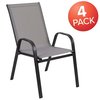Flash Furniture 4PK Gray Outdoor Stack Chair w/ Flex Material 4-JJ-303C-G-GG
